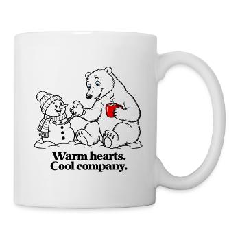 Eisbär teilt Kakao mit einem Schneemann - Tasse - Weiß - Rechts