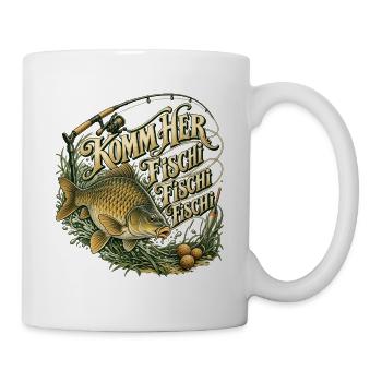 Lustiger Karpfenangler Spruch Boilies Angelrute - Tasse - Weiß - Rechts