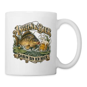 Angler Spruch Bier und Karpfen Spiegelkarpfen Papa - Tasse - Weiß - Rechts