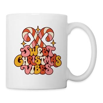 Sweet Christmas Vibes Zuckerstange Retro Groovy - Tasse - Weiß - Rechts