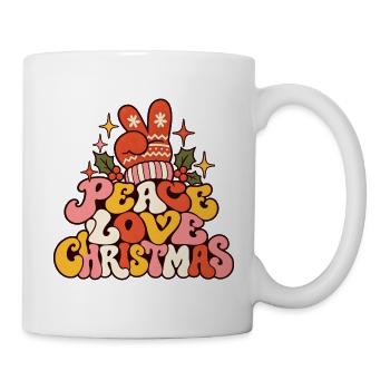 Peace Love Christmas Retro Hippie Weihnachten - Tasse - Weiß - Rechts