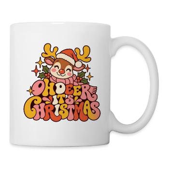 Oh Deer It's Christmas Rentier Retro Weihnachten - Tasse - Weiß - Rechts