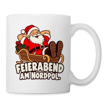 Feierabend am Nordpol – Weihnachtsmann - Tasse - Weiß - Rechts