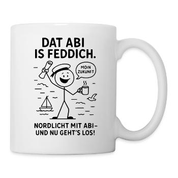 Abitur Strichmänchen Nordlicht Geschenkidee Abitur - Tasse - Weiß - Rechts