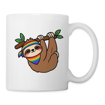 Regenbogen-Faultier-Treffpunkt - Tasse - Weiß - Rechts