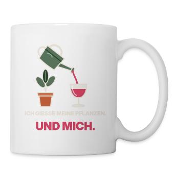 Ich gieße Pflanzen Und Mich - Tasse - Weiß - Rechts