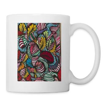 Bunte Wirbelblätter Muster - Tasse - Weiß - Rechts
