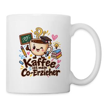 Kaffee als Co-Erzieher bunt - Tasse - Weiß - Rechts