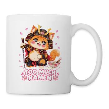 Zu Viel Ramen Lustige Samurai Katze Anime Kawaii - Tasse - Weiß - Rechts