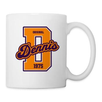 Dennis 1975 Geburtsjahr Vintage College - Tasse - Weiß - Rechts