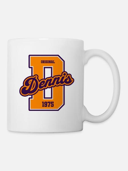Dennis 1975 Geburtsjahr Vintage College - Tasse - Weiß