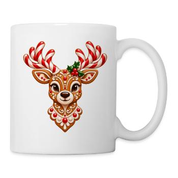 Weihnachtliches Lebkuchen-Rentier  - Tasse - Weiß - Rechts