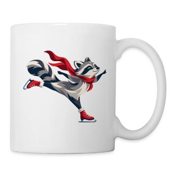 Fröhlicher Waschbär beim Schlittschuhlaufen - Tasse - Weiß - Rechts