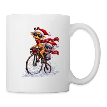 Festliche Penny Farthing Schneefahrt - Tasse - Weiß - Rechts