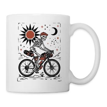 Skeleton Gravel Bike Linoleumschnitt - Tasse - Weiß - Rechts
