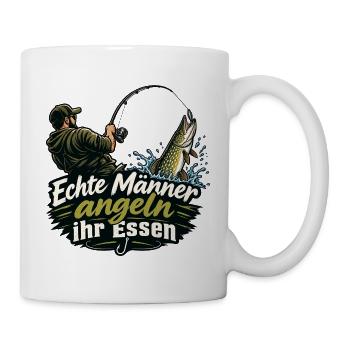 Echte Männer angeln ihr Essen - Tasse - Weiß - Rechts