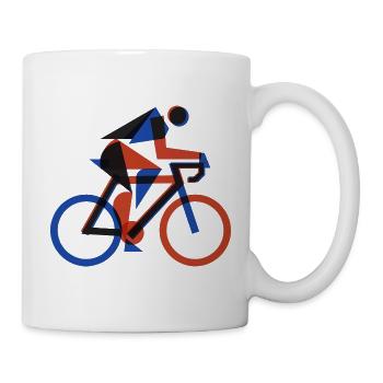 Bauhaus Geometric Cyclist Retro Risograph Art - Tasse - Weiß - Rechts