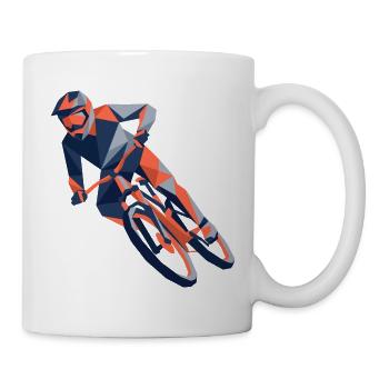 eometrische Origami-Mountainbiker-Polygonkunst - Tasse - Weiß - Rechts
