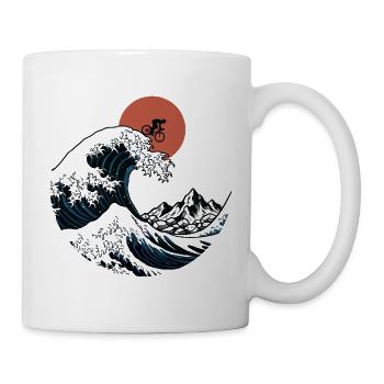 Japanische Ukiyo-e Gravel Bike Wave Art - Tasse - Weiß - Rechts