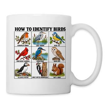 How to Identify Birds Funny Birding Birder Fitted  - Tasse - Weiß - Rechts