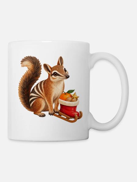Numbat mit Nikolaus-Stiefelschlitten - Tasse - Weiß