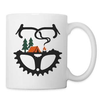 Bikepacking-Zelt auf dem Fahrrad Kettenflügel-Lagerfeuer-Kunst - Tasse - Weiß - Rechts