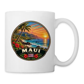 Maui Hawaii Landschaft Strand Berg Sunset - Tasse - Weiß - Rechts