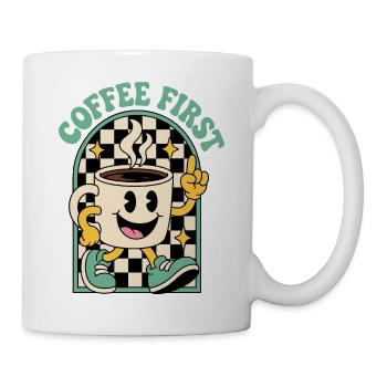 Kaffeetasse im Retrolook – Coffee First - Tasse - Weiß - Rechts
