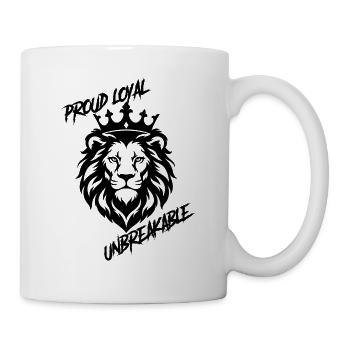 Löwenkopf- proud loyal unbrekable - Tasse - Weiß - Rechts