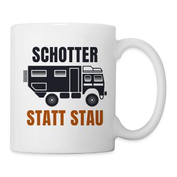 Schotter statt Stau – Offroad Spruch - Tasse - Weiß - Rechts