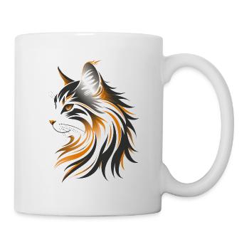 Katze Zeichnung - Tasse - Weiß - Rechts