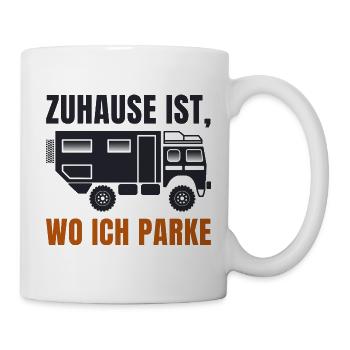 Zuhause ist, wo ich parke – Offroad Spruch - Tasse - Weiß - Rechts