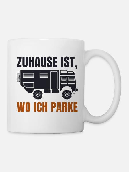 Zuhause ist, wo ich parke – Offroad Spruch - Tasse - Weiß