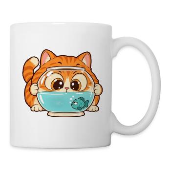 Katzenbaby am Fischglas Aquarium - Tasse - Weiß - Rechts