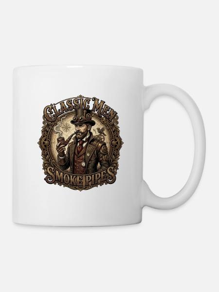 Classic_Men_Smoke_Pipes - Tasse - Weiß