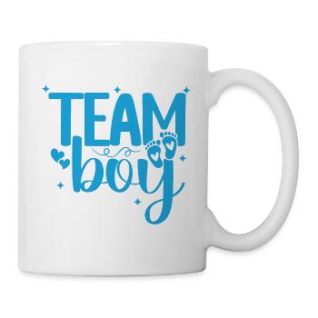 Team Boy Baby Shower Geschlechterenthüllung Eltern - Tasse - Weiß - Rechts