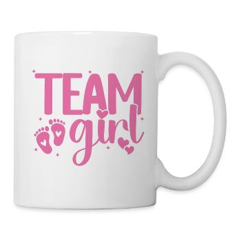 Team Girl Pink Heart Tiny Footprints Geschlechterenthüllung - Tasse - Weiß - Rechts