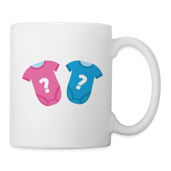 Pinkblaue Jungen- oder Mädchenstrampler – Frage – Lustig - Tasse - Weiß - Rechts