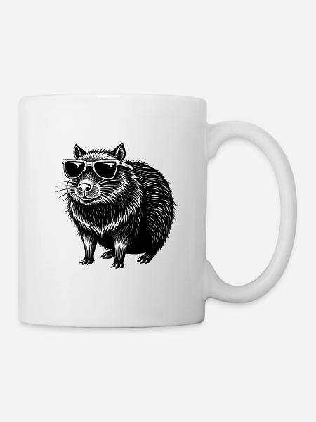 Kapybara mit Sonnenbrille - Tasse - Weiß