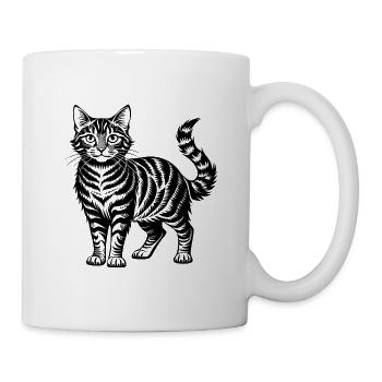 Getigerte Katze - Tasse - Weiß - Rechts