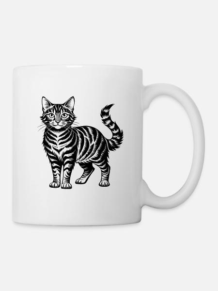 Getigerte Katze - Tasse - Weiß