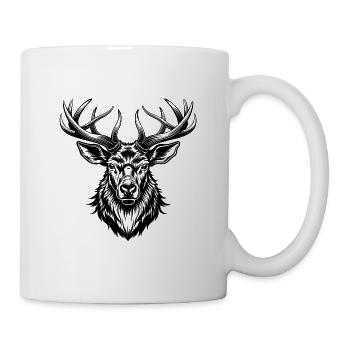 Männlicher Elch-Bullenkopf-Mount - Tasse - Weiß - Rechts