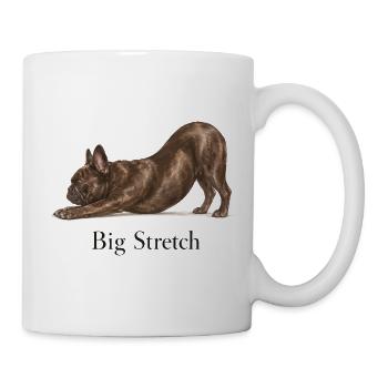 Big Stretch Französische Bulldogge Beim Dehnen - Tasse - Weiß - Rechts