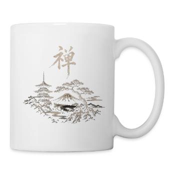 Zen Landschaft: Fuji-Pagode und Kiefer - Tasse - Weiß - Rechts