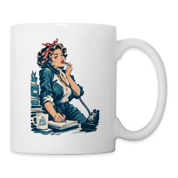 Vintage Geschäftsfrau im 50er Look - Tasse - Weiß - Rechts