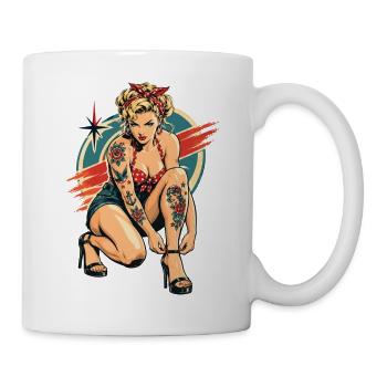 Rockabilly Pin-Up: Old School Tattoo Style - Tasse - Weiß - Rechts