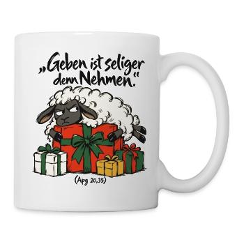 Weihnachtsschaf Geben ist seliger denn Nehmen - Tasse - Weiß - Rechts