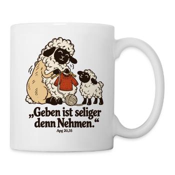 Strickerin Schaf Geben ist seliger denn Nehmen - Tasse - Weiß - Rechts