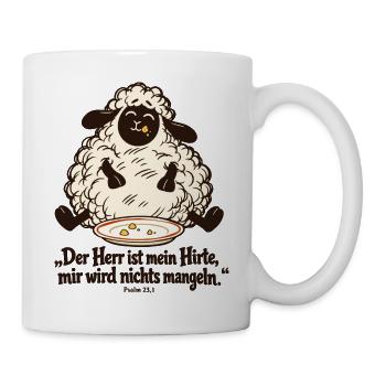 Der Herr ist mein Hirte lustiges Schaf Psalm 23 - Tasse - Weiß - Rechts