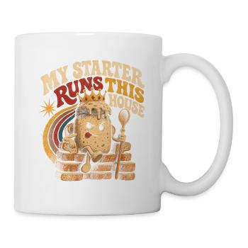 Sauerteig Brotbacken König Humor - Tasse - Weiß - Rechts